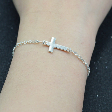 Jesus Christian Horizontal Sideways Cross Bracelets