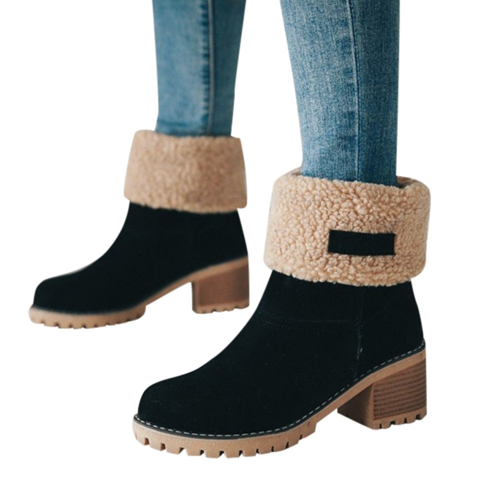 Ladies Winter Flock Shoes Flock Warm Boots