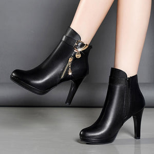 Ankle Boots For Women Thin Heel Zipper