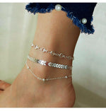 Chevron and Crystals Anklet Set 3pcs B197