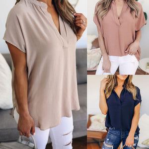 Chiffon Short Sleeve Casual Blouse