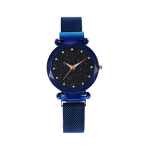 Women Mesh Magnet Buckle Starry Sky Watch