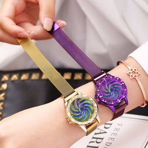 Women Magnet Buckle Rotating Watch