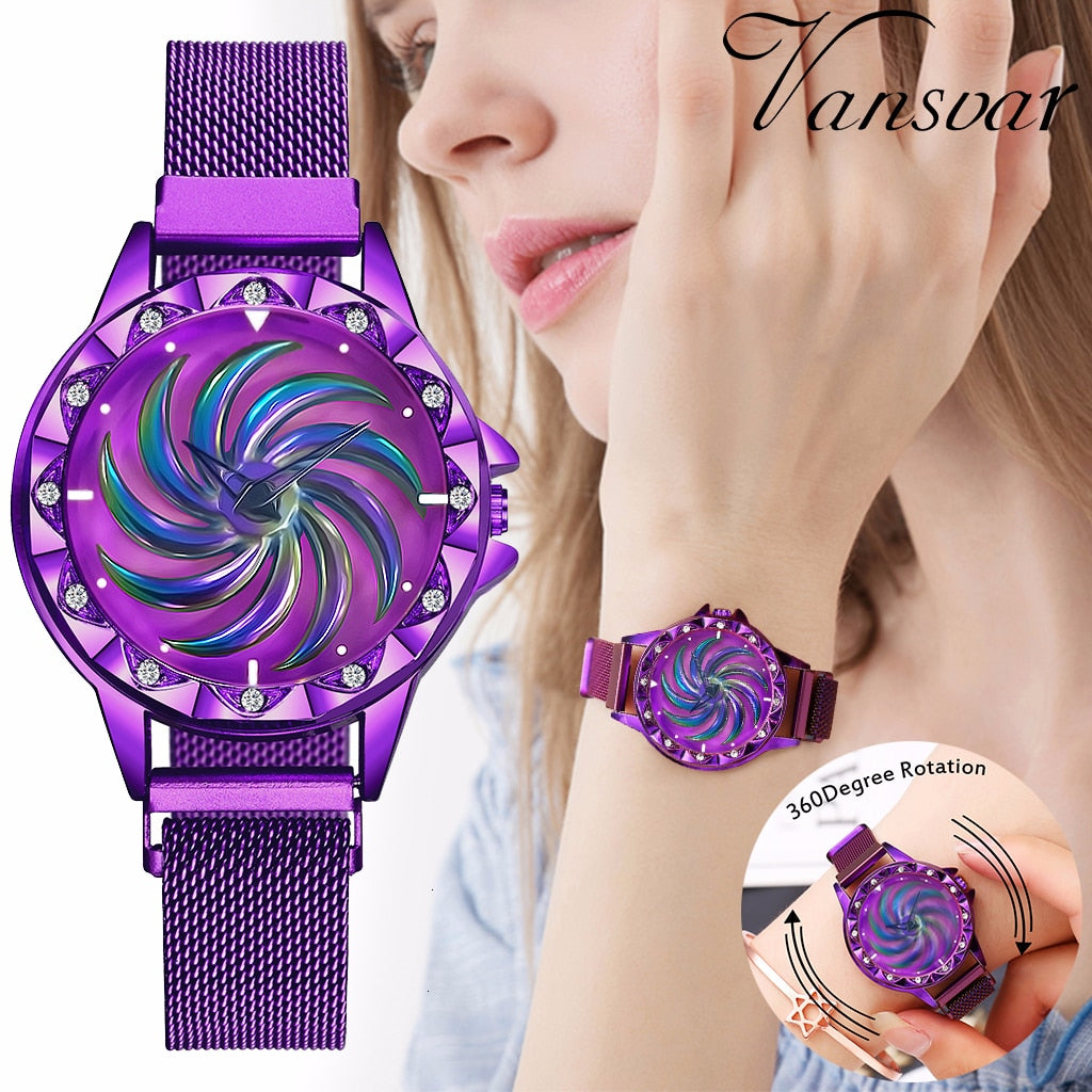 Women Magnet Buckle Rotating Watch