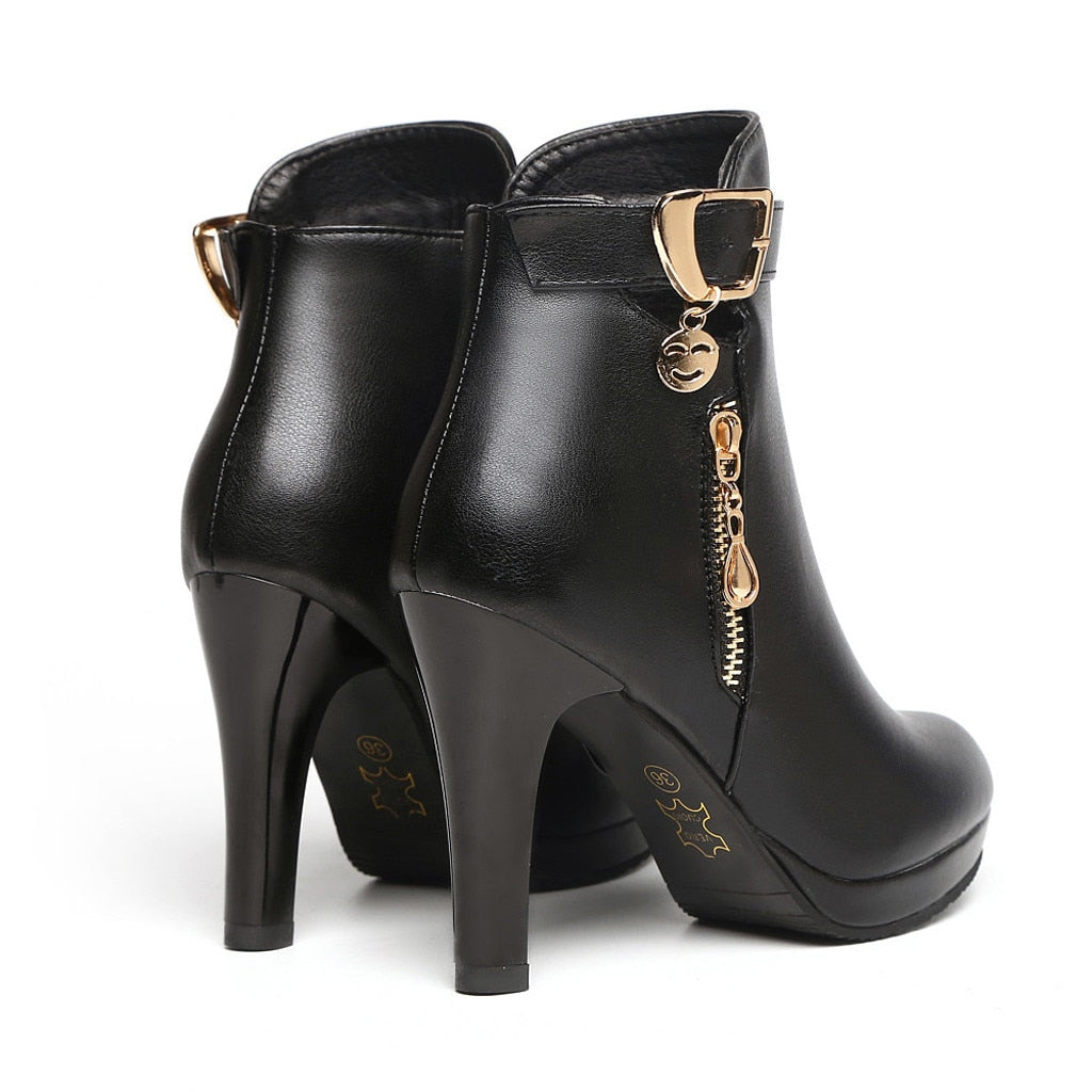 Ankle Boots For Women Thin Heel Zipper