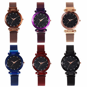 Women Mesh Magnet Buckle Starry Sky Watch