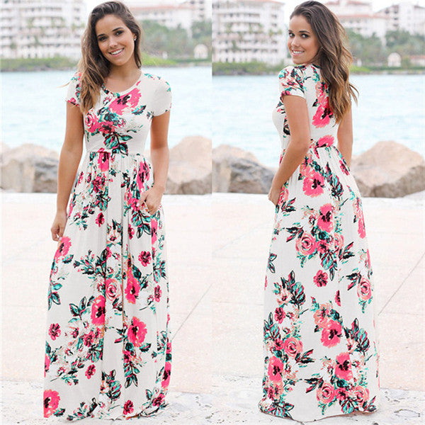 Women Floral Print Long Maxi Dress