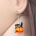 Halloween Black Cat Kitten Pumpkin Earring