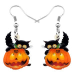 Halloween Black Cat Kitten Pumpkin Earring