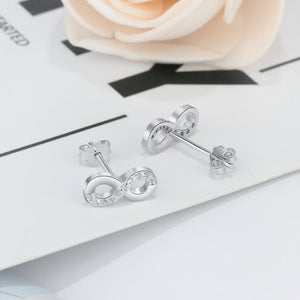 Infinity Love Sterling Silver Cubic Zirconia Stud Earrings