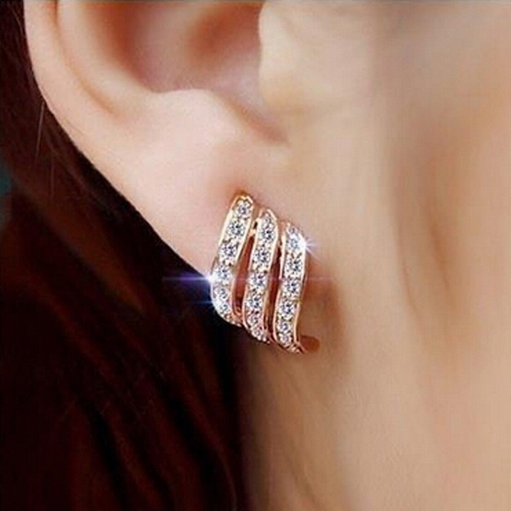 Women's Rose Gold Stud Studded Silver Plated Stud Boho Earrings