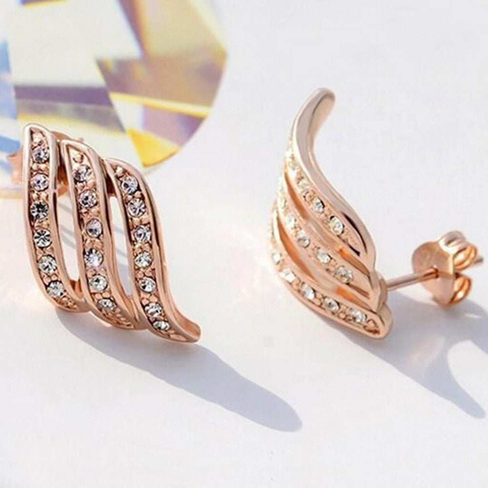 Women's Rose Gold Stud Studded Silver Plated Stud Boho Earrings