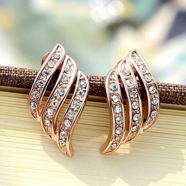 Women's Rose Gold Stud Studded Silver Plated Stud Boho Earrings