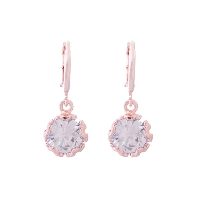 Crystal Stone Romantic Style Dangle Earrings