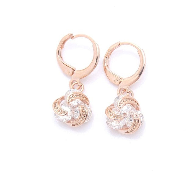 Crystal Stone Romantic Style Dangle Earrings