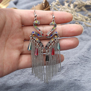 Bohemian Ethnic Silver Color Long Hanging Dangle Earrings