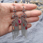 Bohemian Ethnic Silver Color Long Hanging Dangle Earrings