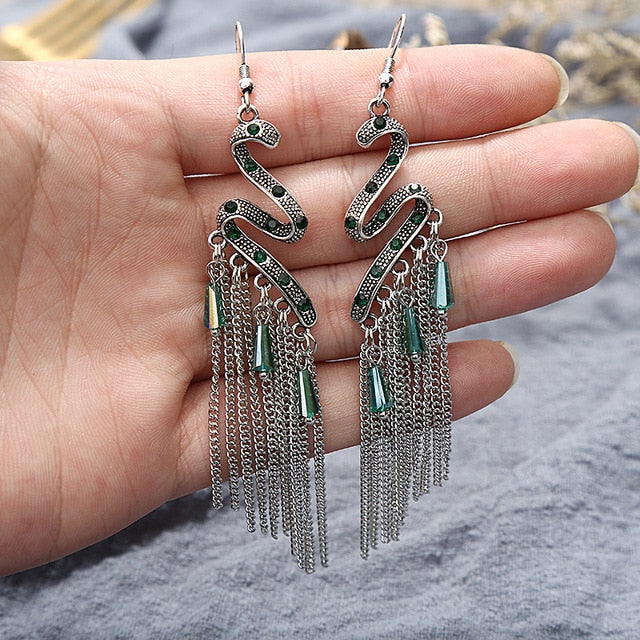 Bohemian Ethnic Silver Color Long Hanging Dangle Earrings