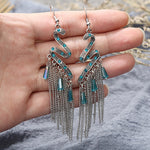 Bohemian Ethnic Silver Color Long Hanging Dangle Earrings