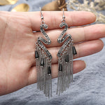 Bohemian Ethnic Silver Color Long Hanging Dangle Earrings