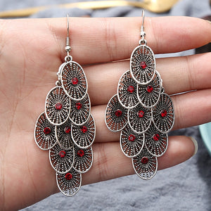 Bohemian Ethnic Silver Color Long Hanging Dangle Earrings