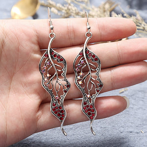 Bohemian Ethnic Silver Color Long Hanging Dangle Earrings