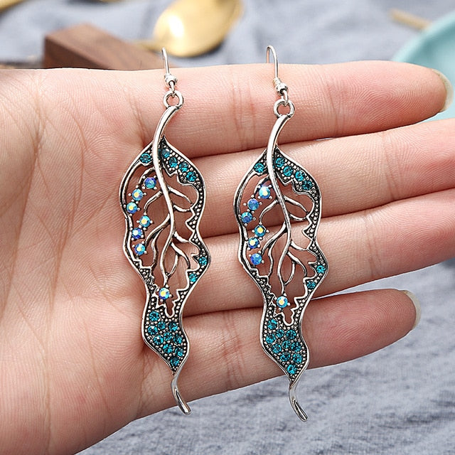 Bohemian Ethnic Silver Color Long Hanging Dangle Earrings