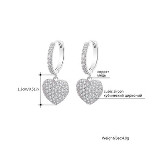 Micro Pave CZ Heart Drop Earrings