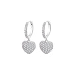 Micro Pave CZ Heart Drop Earrings