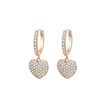 Micro Pave CZ Heart Drop Earrings