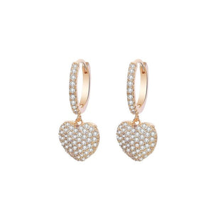 Micro Pave CZ Heart Drop Earrings