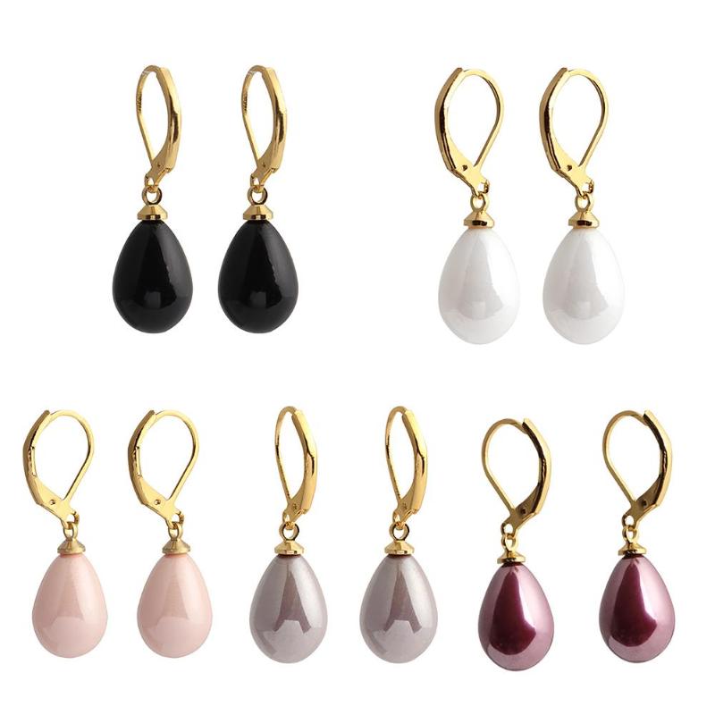 Fashion Simulated Pearl Natural Shell Pendant Hook Dangle Earrings