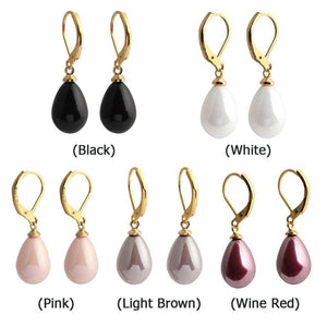 Fashion Simulated Pearl Natural Shell Pendant Hook Dangle Earrings