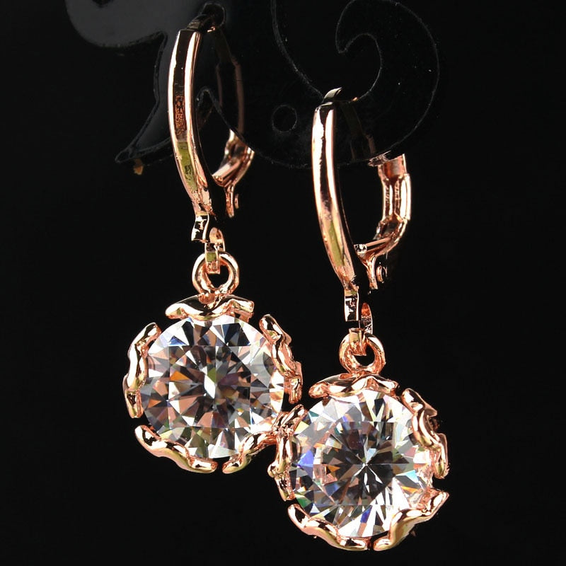 Crystal Stone Romantic Style Dangle Earrings