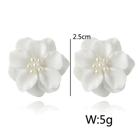 High Quality Unique Graceful Big White Flower Earring